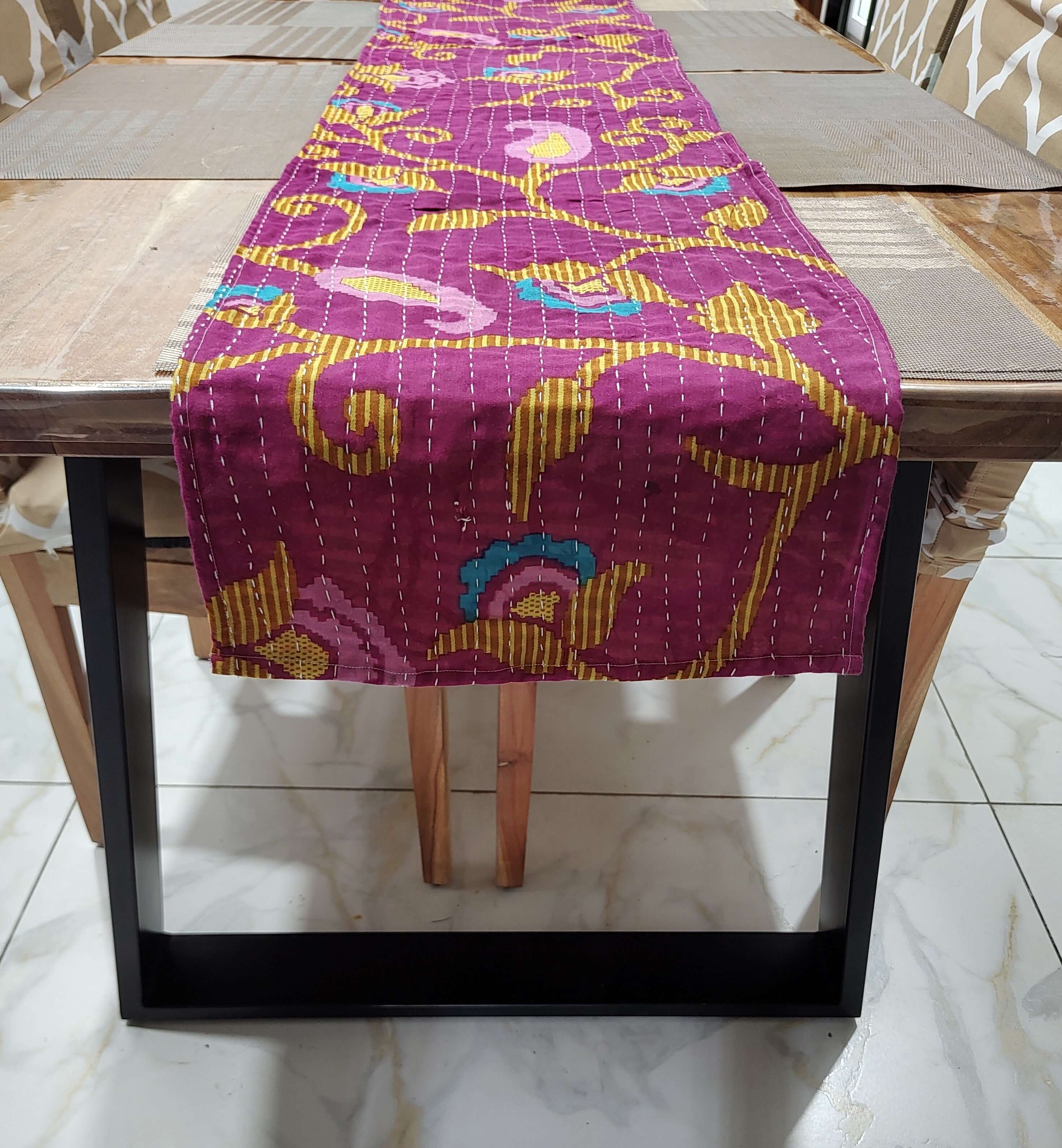 Bohemian Floral Cotton Table Runner - Vintage Decor